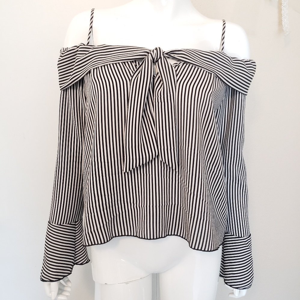 Vivace Black White Striped Top